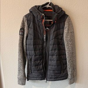 SuperDry Storm Men’s S Gray‎ Quilted Jacket with Hood